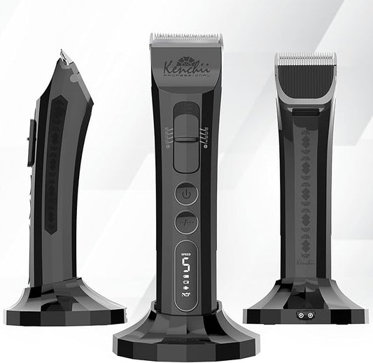 Kenchii Flash Dog Clippers for Grooming - 4-in-1 Digital Cordless Dog Grooming Clippers - Precision Pet Grooming Trim, Shape, and Style Effortlessly, Pearl Black
