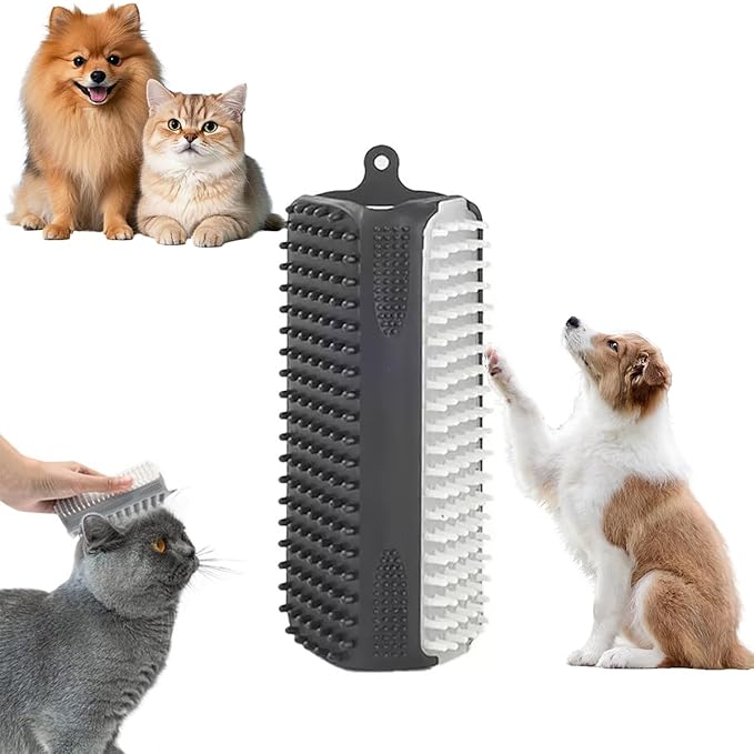 Pet Bath Brush, Suitable for Massage, Grooming, and Hair Removal for Cats and Dogs, Made of Skin Friendly Silicone Material, Deeply Cleanses and is Easy to Wash on Three Sides (black)