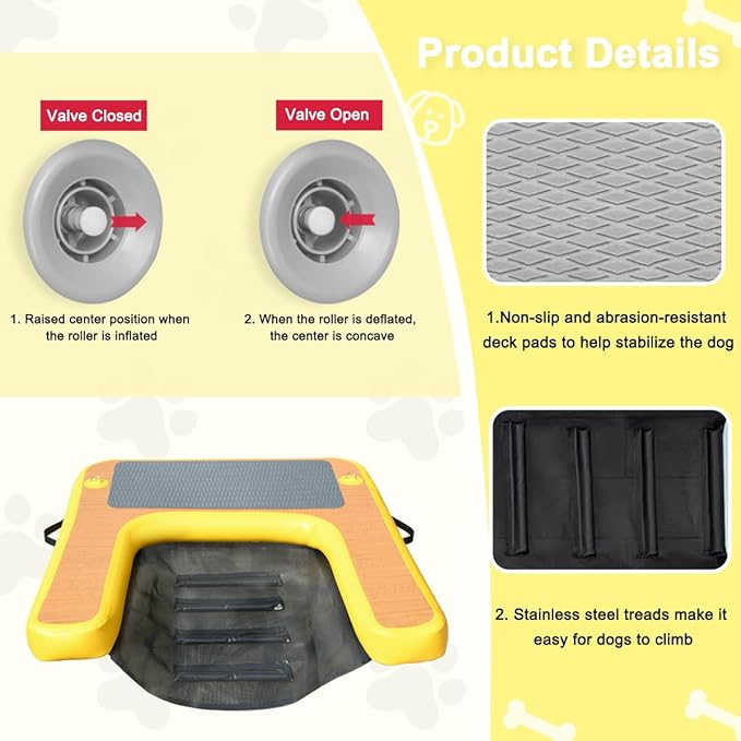 Inflatable Dog Boat Ramp Water Ramp for Pool, Float Floating Dog Ramps with Anti-Slip EVA for Lakes, Boats, Docks