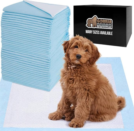 Gorilla Guard Disposable Puppy Pads, 150 Count 22x22 in, 5 Layer Pee Pads for Dogs, Absorbent Diaper Changing Pad, Dog Potty Training Supplies, Quick Dry Pet Housebreaking Essentials for Puppies