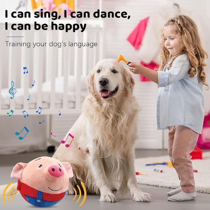 Interactive Dog Toys,Active Moving Pet Plush Toy,2025 New shaking dog ball pig dog toy Interactive Dog Ball with song Squeaky Moving Dog Ball Toy,Rechargeable Toys to Keep Them Busy Dog Toys(Bule Pig)
