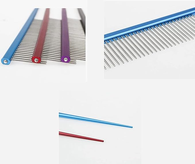 Cat & Dog Grooming Comb - Rat Tail Design with Rounded Ends for Safe Dematting, Hairstyling & Tangle Removal