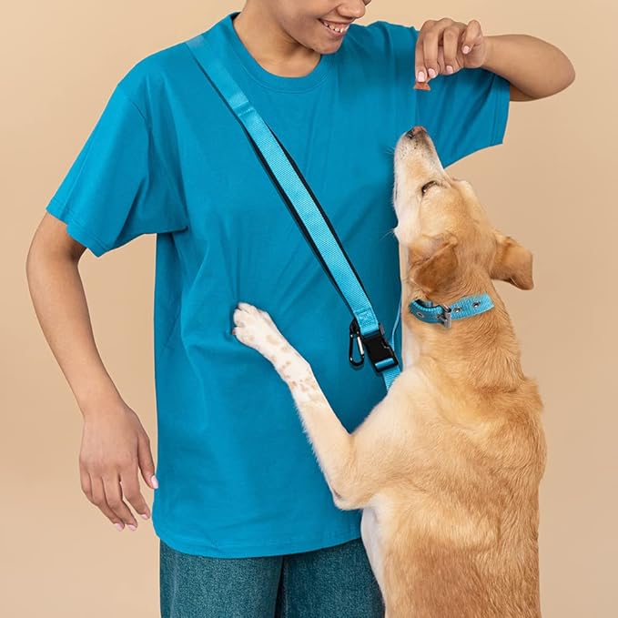 TSPRO Hands Free Dog Leash for Medium to Large Dogs, Adjustable Durable Leash with Comfortable Safety Padded Handle, Heavy Duty Metal Clasp for Walking, Running, Training (Tactical Blue)