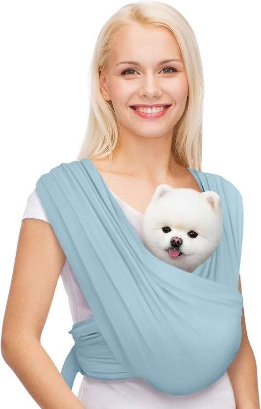 Dog Carriers for Small Dogs, Front Facing Dog Sling Carrier, Hands Free Cat Carrier, Size Adjustable, Reducing Back Pain, Premium Cotton, Safe and Soft Dog Carrier (Regular, Baby Blue)