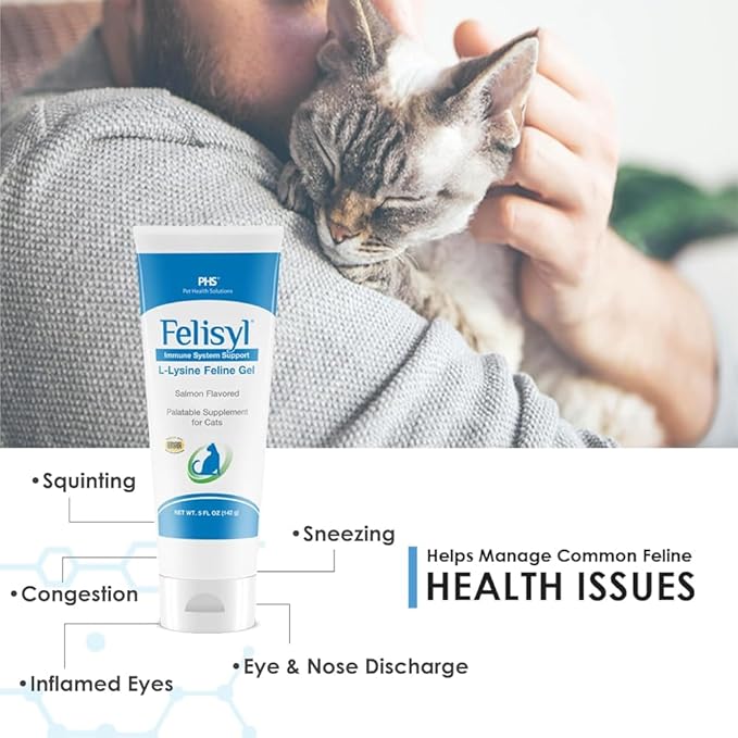 L-Lysine Gel for Cats (5oz) – Supports Immune, Respiratory, and Eye Health. Eases Sneezing, Runny Nose, and Watery Eyes. Tasty Salmon Flavor - Made in The USA (6 Pack)