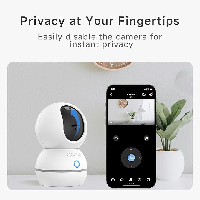 Noorio 2K Indoor Security Camera, Pet Camera with Speaker Pan&Tilt, One Click Call Baby Monitor Night Vision, Smart Motion Tracking Cam for Dogs, Plug-in 24/7 SD&Cloud Storage, CS201