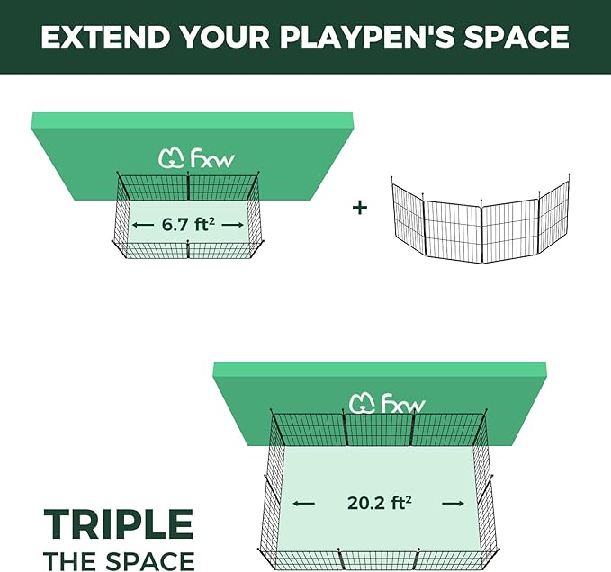 FXW MiniPaws Unleashed Dog Playpen for Yard & RV Camping, Expandable 24-inch 4 Panels for Puppies and Small Dogs, Portable for Indoor and Outdoor Use