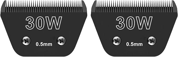 Detachable Pet Dog Grooming Wide Blades-Size 30W Dog Grooming Wide Blade，Compatible with Most Andis,Oster A5,Wahl km10 Clippers -2PCS 30W(Black)