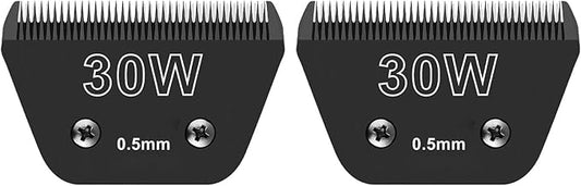 Detachable Pet Dog Grooming Wide Blades-Size 30W Dog Grooming Wide Blade，Compatible with Most Andis,Oster A5,Wahl km10 Clippers -2PCS 30W(Black)