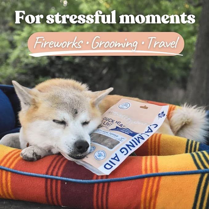 healthybud Calming Aid, Natural Duck Dog Treats & Toppers for Stress Relief - Dog Separation Anxiety, Stress Reduction, Aggression Relief - Support Calm, Immunity Health (14.1 Ounces)