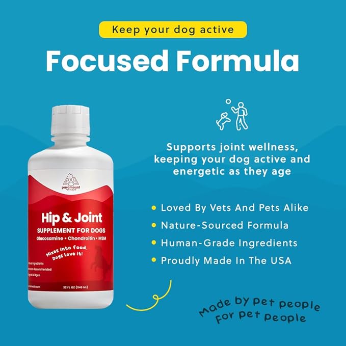 Liquid Glucosamine for Dogs, 1600mg Glucosamine Chondroitin MSM, Hip & Joint Supplement for Large Dogs, Liquid Arthritis Relief & Mobility Support, 32 oz