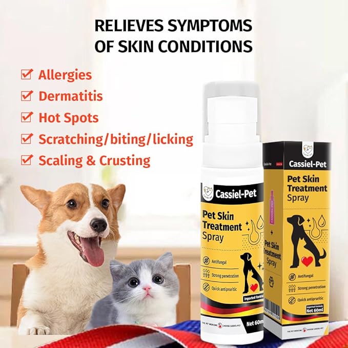 Hot Spot Spray Treatment, Wound Care & Itch Relief Spray for Dogs and Cats, Relives Scratching, Itchy Skin and Paw Licking, for All Animals, 2.02oz