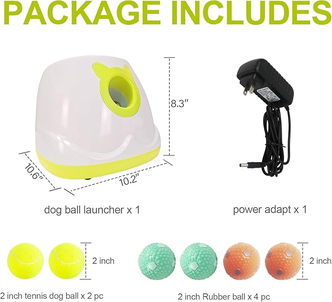BESTHLS Automatic Dog Ball Launcher Interactive Tennis Ball Thrower Machine for Small Medium Dogs Fetching Distance 10-30ft (White2)
