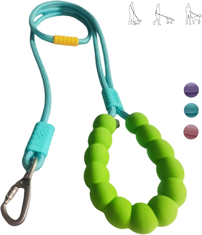 Hands Free Dog Leash,Adjustable Bungee Waist & Crossbody Leash with Comfortable Handle,Heavy Duty Nylon Rope for Small to Large Dogs,Safety Lock for Running,Hiking,Walking (Green-6ft)