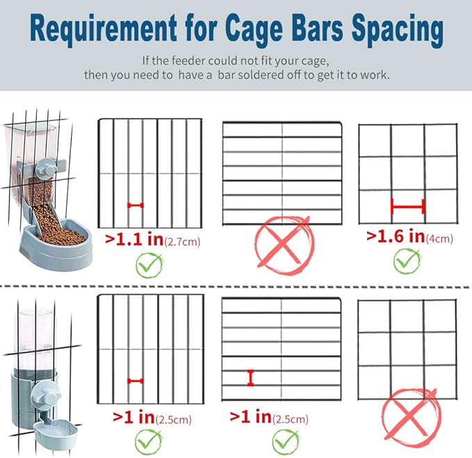 17oz No Leak Rabbit Waterer Feeder, No Drip Water Feeder Water Bowl for Guinea Pig Hamster Chinchilla Ferret Small Animal