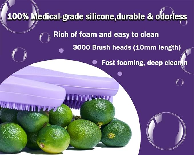 2 pairs Silicone Dishwashing & Pet Grooming Gloves - 2-in-1 Heat Resistant Gloves with High-Density Teeth, Enhanced Five Finger Design for Bathing, Cleaning Dishes, Cars, Dogs & Cats(Purple)