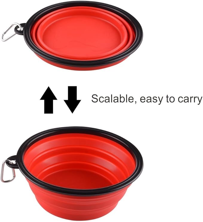 Extra Large Collapsible Dog Bowl, 3L XL Travel Dog Bowl, Foldable Travel Water Dish, 102oz X-Large Portable Collapsable Traveling Bowls with Carabiner for Dogs Walking, Hiking (Red)
