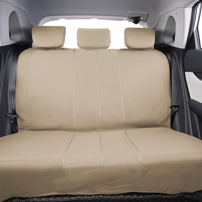 Flying Banner Rear Bench car seat Covers car seat Protectors Split 40/60 50/50 60/40 (Solid Beige, Value)