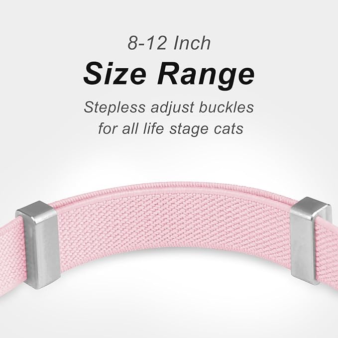 AirTag Cat Collar,Ultra Elastic Cat Tracker Collar with Apple Air Tag Holder, [Lightweight][Scratch Resistant] Stepless Adjustable GPS Pet Collar for Cats Kittens (Pink)