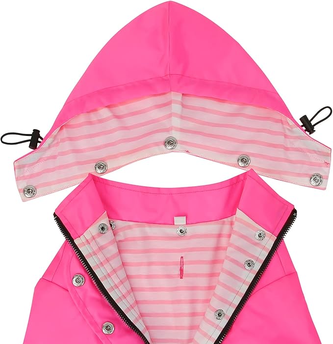 HDE Dog Raincoat Poncho Double Layer Zip Rain Jacket with Removable Hood, Leash Hole for Small to 3XL Dogs and Puppies Pink - XL