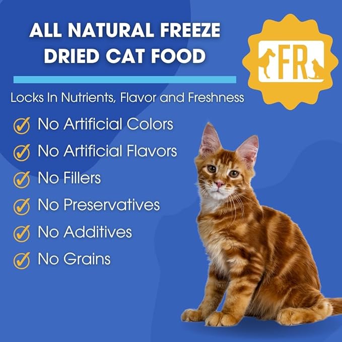 Freeze-Dried Raw Cat Food - Kangaroo & Lamb Formula, High Protein, Grain-Free, Whole Ingredients, No Additives, Meal Mixer or Topper - Supports Healthy Digestion, Coat, and Joints
