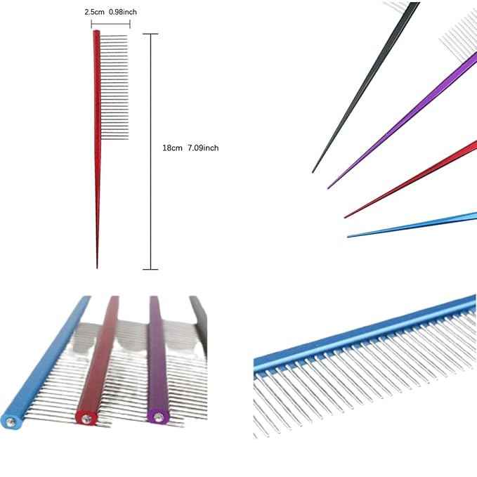 Grooming Comb with Rounded Ends - Rat Tail Design for Dematting and Hairstyling Cats & Dogs, Float Hair Removal
