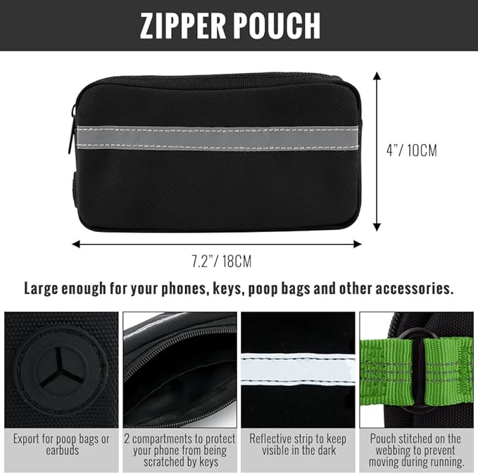 Plutus Pet Hands Free Dog Leash - Soft Padded Dual Handle Retractable Bungee With Reflective Stitches, Adjustable Waist for Walking Running Jogging - Medium Large Dogs