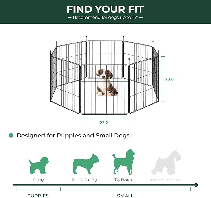 FXW MiniPaws Unleashed Dog Playpen for Yard & RV Camping, Expandable 24-inch 8 Panels for Puppies and Small Dogs, Portable for Indoor and Outdoor Use