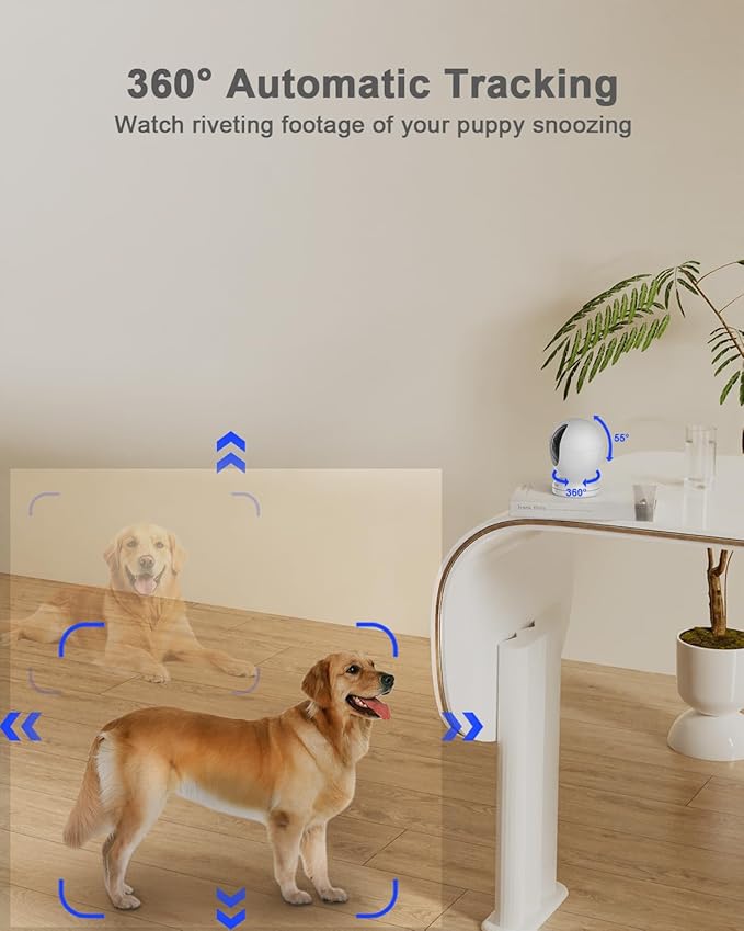 usogood 2.5K Indoor Camera for Home Security, 360°Pet Camera Indoor with Phone App,Support 5G/2.4Ghz WiFi, Auto Motion Tracking Detection,2-Way Audio,Compatible with Alexa,Best Gift（2-Pack ）