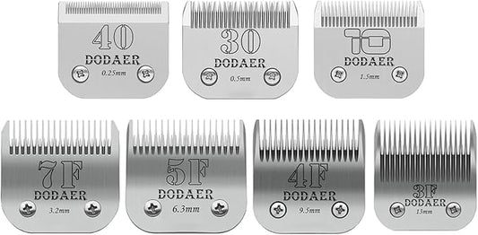 Detachable Pet Dog Grooming Blades of Stainless Steel,Compatible with Andis,Oster-A5,Wahl KM-10 Series,Size 10/30/40/7F/5F/4F/3F，7 Count