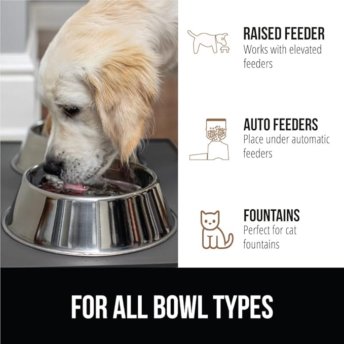 GORILLA GRIP 100% Waterproof Raised Edge BPA Free Silicone Pet Feeding Mat, Dog Cat Food Mats Contain Spills Protects Floors, Placemats for Cats and Dogs Water Bowl, Pets Accessories 32x24 Charcoal