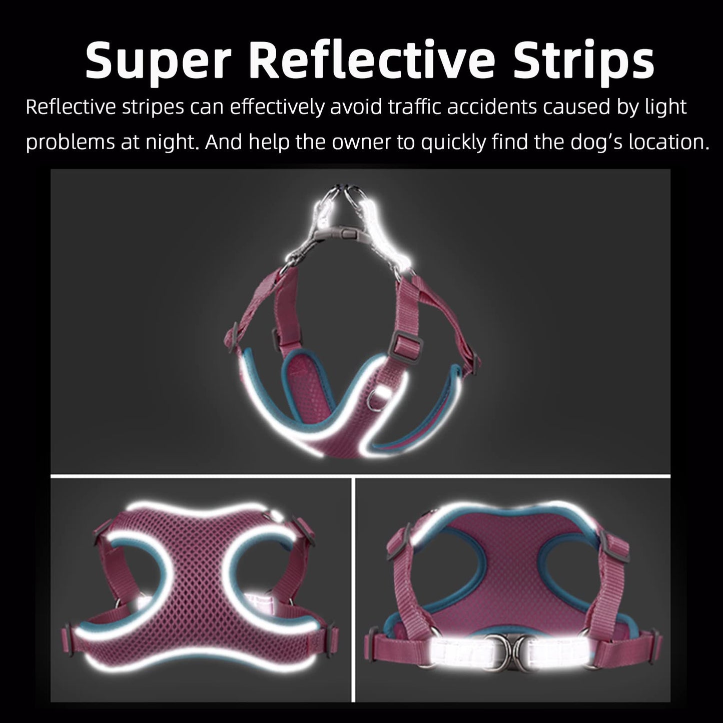 MAKASI Dog Harness No Pull with Leash Set, Reflective Pet Harness with Breathable Mesh Easy Control Front Clip for Small Medium Large Dogs (XX-Small, Grey)