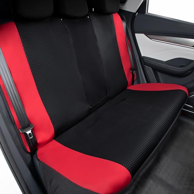 Flying Banner Neoprene Rear Bench car seat Covers car seat Protectors Split 40/60 60/40 (Red & Black, Neoprene)