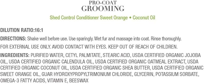 Pro-Coat Grooming - Shed Control Conditioner (Sweet Orange & Coconut) - 1 Gallon