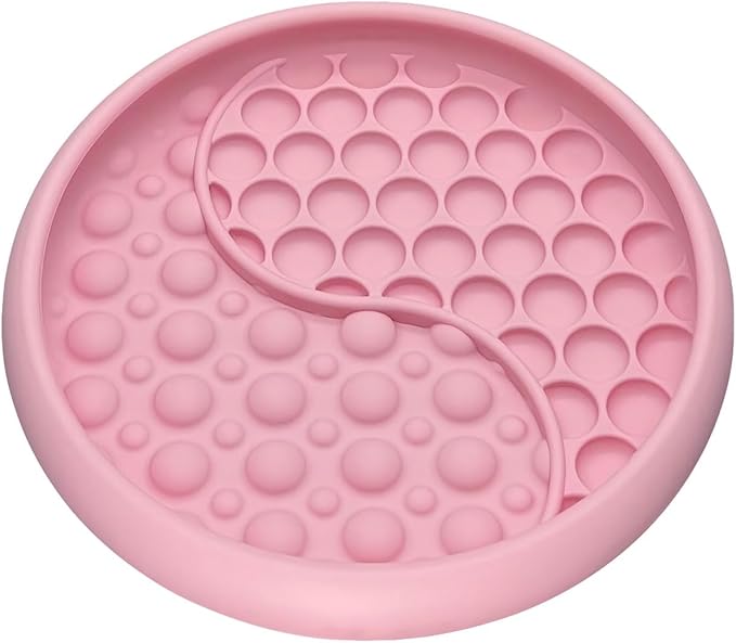 Lick Mat for Dogs, Silicone Slow Feeder Licking Mat with Non-Slip Suction Cups, Freeze-Friendly Lick Bowl for Enrichment Play, Anxiety Relief & Keeps Busy (6.0" x 1.0" Pink)