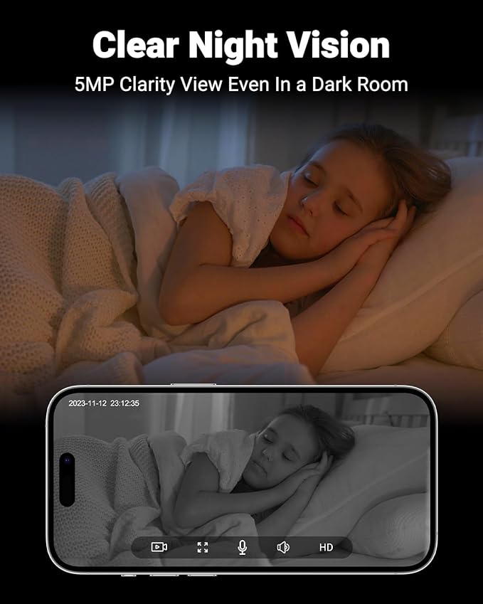 MUBVIEW Cameras for Home Security, 2.4/5GHz WiFi 2K Indoor Wired Se2.curity Baby/Pet Camera with Phone App, Night Vision, 24/7 Record, 2-Way Audio, Motion Tracking, Cloud Storage