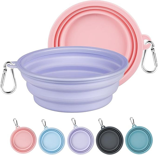 Kytely Collapsible Dog Bowls Medium (650ml), 2 Pack Travel Dog Bowls for Dog Cat, Portable Pet Water Food Bowl with Clasp, Pet Cat Feeding Cup Dish for Outdoor, Travel, Walking, Parking