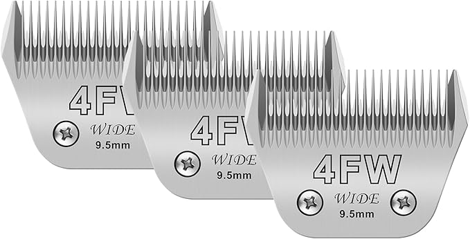 3 Pack 4 Wide Blades for Dog Grooming,Compatible with Andis,Oster A5,Wahl km10 Clippers,Cutting Length 3/8"