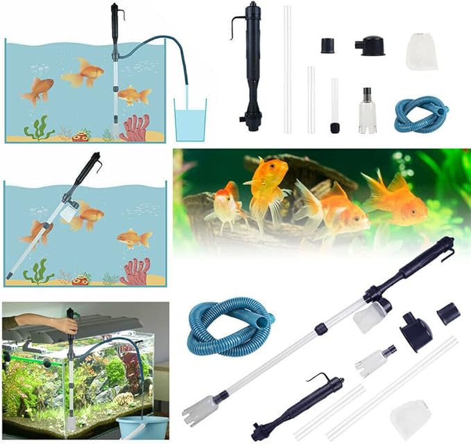 Gigicloud Fish Tank Cleaner Electric Aquarium Vacuum Gravel Cleaner Multifunction Automatic Fish Tank Cleaning Tools for Aquarium Water Changer Wash Sand Water Filter and Water Circulation
