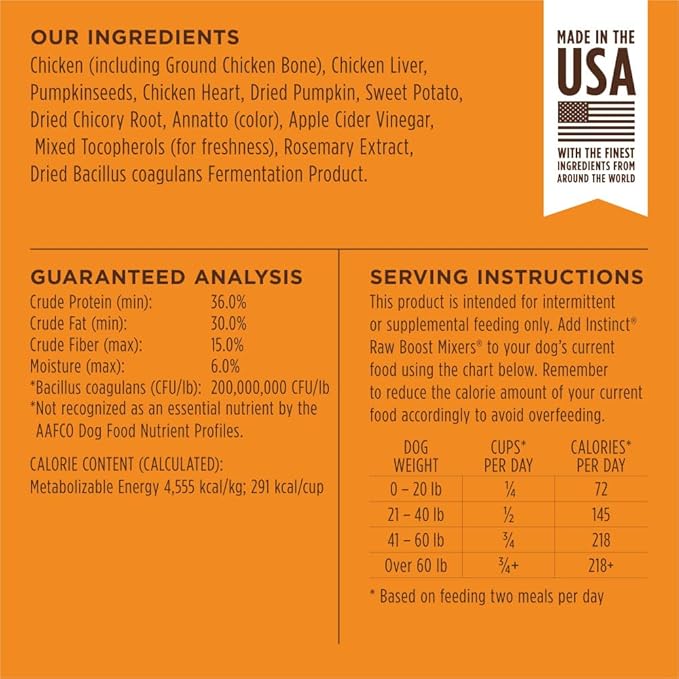 Instinct Raw Boost Mixers Freeze Dried Dog Food Toppers For Dry Food, Grain Free Dog Food Toppers with Chicken For Dogs - Gut Health, 12.5 oz