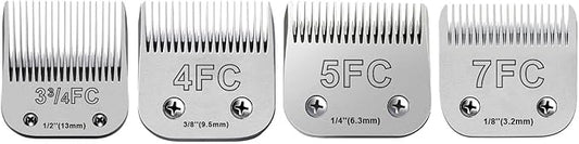 10 Blades for Dog Grooming Blades Compatible with Andis,Oster A5,Wahl km10 Dog Clippers,Size-#10, 1/16-Inch Cut Length (4PCS-#3FC+4FC+5FC+7FC)