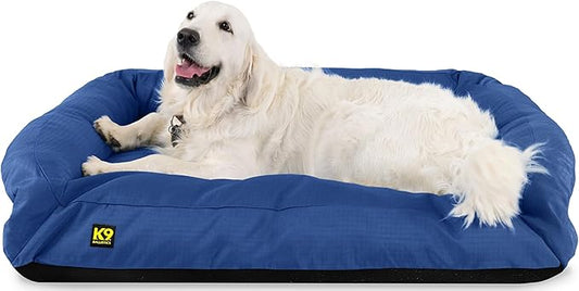 K9 Ballistics Tough Bolster Nesting Pillow Large Sofa Dog Bed with Removable Washable Cover - Durable, Water Resistant with Nonskid Bottom 40"x34", Blue Quartz