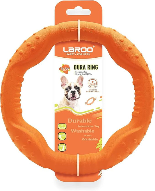 LaRoo Dog Flying Ring Toys, Floating Flying Dog Disc Toys, Summer Pet Training Outdoor Durable Chew Toys for Medium and Large Dogs (Medium Orange/22cm)