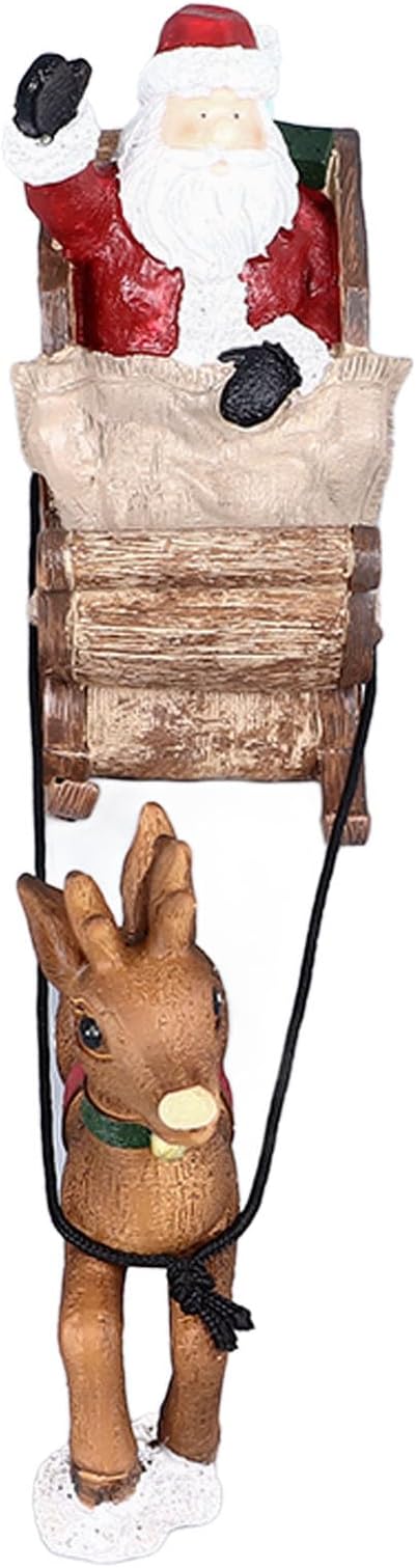 Focket Christmas Aquarium Decorations, Resin Santa Claus Reindeer Sleigh Fish Decoration, Decorative Aquarium Santa Claus on Sleigh Xmas Miniature Figurines Micro Landscape