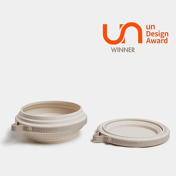 Nomad Large Collapsible Dog Bowl - 4 Cup Food-Safe Silicone Travel Bowl for Dogs, Portable & Sturdy, Food/Water, Dishwasher Safe - Sand