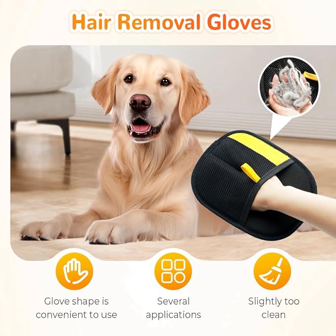 2025 Upgrade Pet Hair Remover Gloves, Reusable Cat Dog Grooming Gloves Pet Hair Remover Electrostatic Gloves, Premium Efficient Pet Hands on for Dogs, Cats & Horses with Long and Short Hair Fur (2)