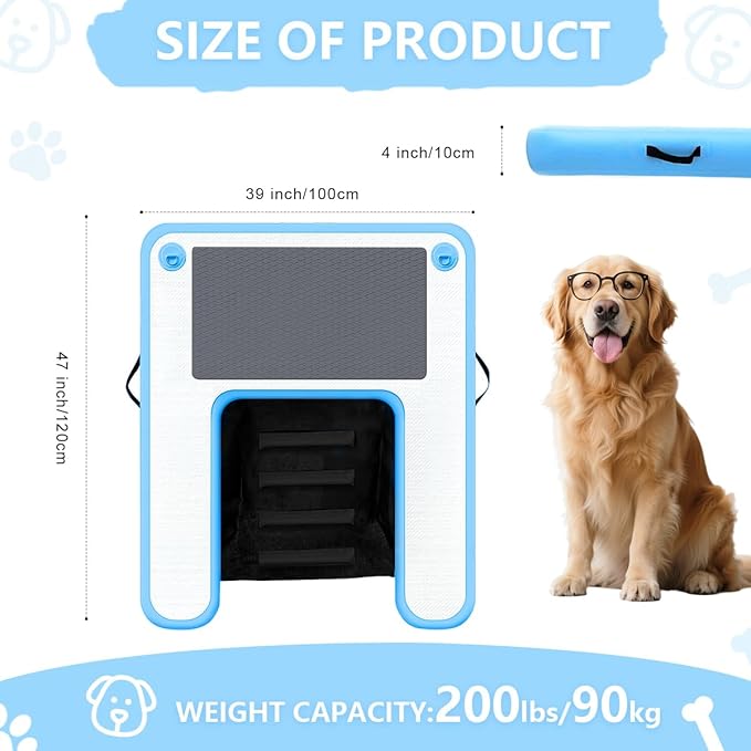 Inflatable Dog Boat Ramp Water Ramp for Pool, Float Floating Dog Ramps with Anti-Slip EVA for Lakes, Boats, Docks