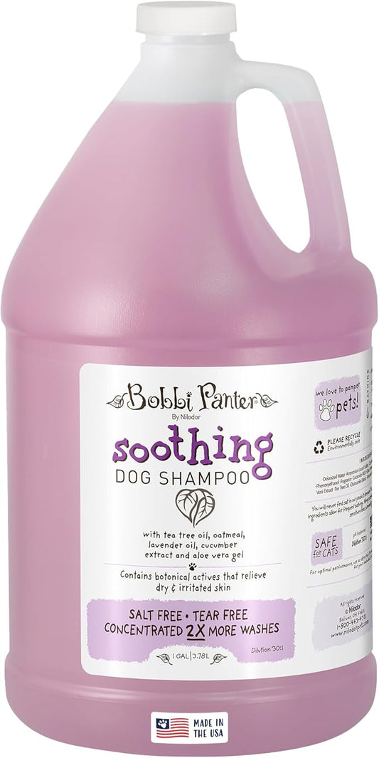Bobbi Panter Soothing Dog Shampoo, Heals & Soothes Irritated Skin, Lavender Scent - 30:1 Concentrated Formula, Made in The USA, Trusted by Professional Groomers, 1 Gal.