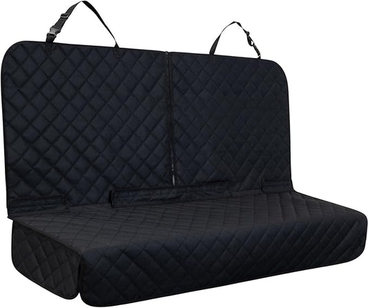 Back Car Seat Cover for Dogs, Nonslip Waterproof Dog Car Seat Protector for Rear Bench Stays Securely in Place Fits for Vehicles & SUVs (All Black)