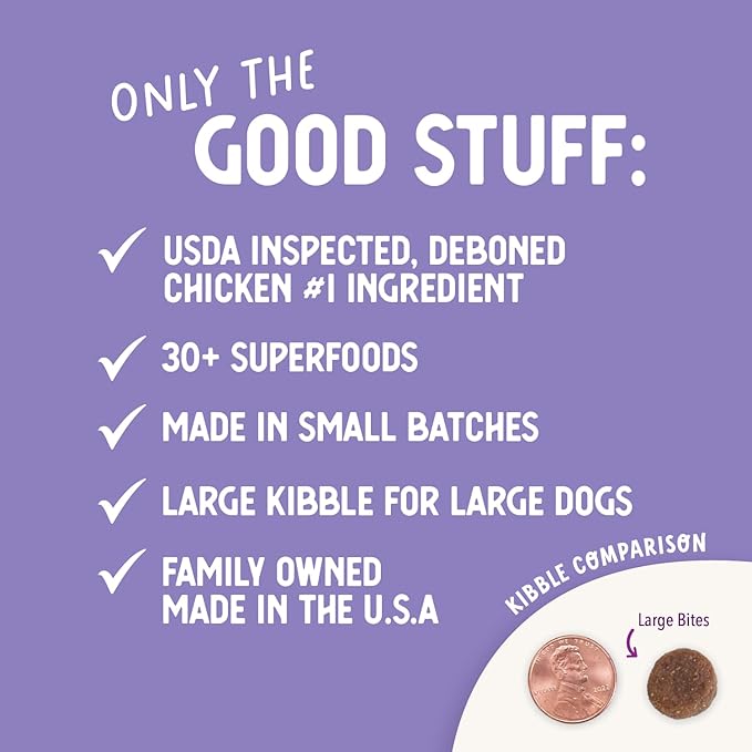 Health Extension Large Bites Chicken & Brown Rice Dry Dog Food (30 lb / 13.61 kg) - Protein-Rich Formula with Probiotics & Essential Nutrients for Larger Breeds